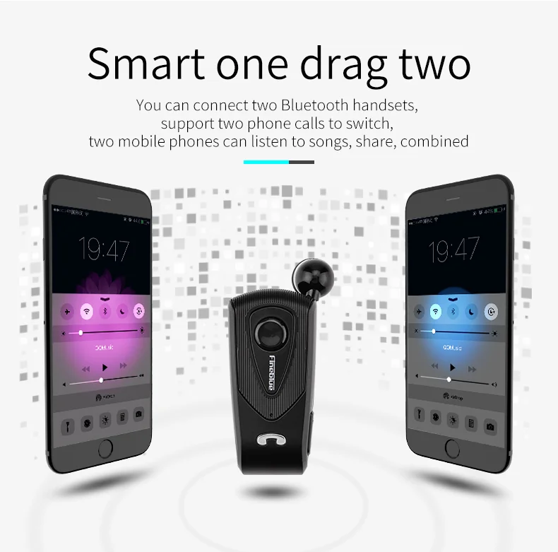 Bluetooth Wireless Headset with Vibrating Alert and Retractable Cable - Image 3